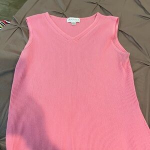 Casual Corner ANNEX Ribbed Pink V-Neck Top - XL
